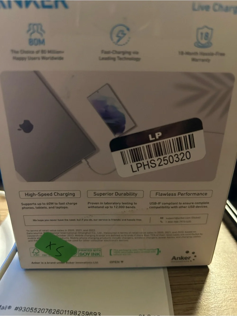 Anker White USB-C Fast Charging Cable — Braided Design
